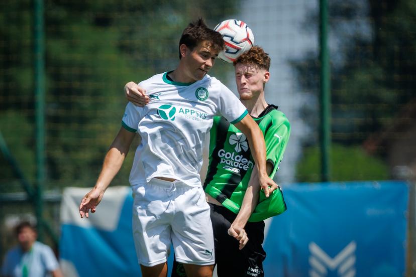 Cercle's Sam Behaeghe pictured in action during a friendly soccer game between first division soccer team Cercle Brugge and Lommel SK, on Saturday 11 July 2026 in Brugge, in preparation of the upcoming 2026-2027 Belgian first division soccer season. BELGA PHOTO KURT DESPLENTER