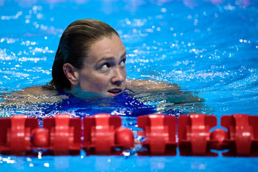 ATTENTION EDITORS - BENELUX ONLY - 250803 Florine Gaspard of Belgium after competing in women's 50 meters freestyle swimming final during day 24 of the World Aquatics Championships on August 3, 2025 in Singapore.  Photo: Joel Marklund / BILDBYRÅN / kod JM / JM0718 bbeng simning swimming svømming sim-vm vm sim-vm 2025 world aquatics championships 2025 dam
