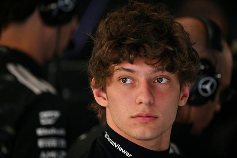 Mercedes' Italian driver Kimi Antonelli reacts in the garage before taking part in the third practice session at the Spa-Francorchamps circuit, in Spa, ahead of the Formula One Belgian Grand Prix, on July 18, 2026.   Andrej ISAKOVIC / AFP