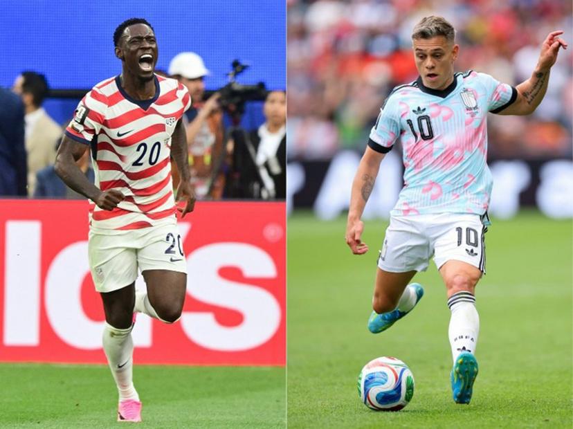 (COMBO) This combination of pictures created on July 05, 2026 shows US forward #20 Folarin Balogun at the Los Angeles Stadium in Inglewood on June 12, 2026nand Belgium's #10 Leandro Trossard #10 of Belgium controls the ball at Seattle Stadium on July 01, 2026 in Seattle, Washington during the FIFA World Cup 2026 football tournament. USA will face Belgium in their round of 16 World Cup 2026 match on July 6, 2026 in Seattle.  ALEX GRIMM, Frederic J. BROWN / AFP / GETTY IMAGES NORTH AMERICA