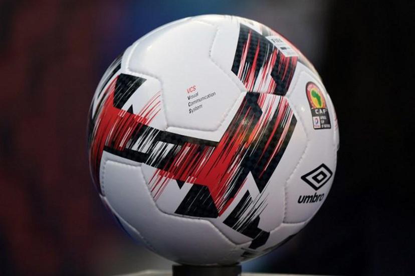 The official ball for the 2019 football Africa Cup of Nations (CAN) the Umbro Neo Pro is pictured ahead of the 2019 Africa Cup of Nations (CAN) football match between Morocco and Namibia at the Al Salam Stadium in Cairo on June 23, 2019.  JAVIER SORIANO / AFP
