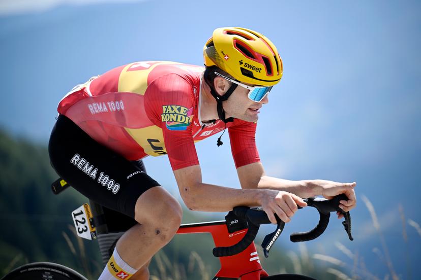 Danish Anthon Charmig of Uno-X Mobility is pictured during stage 14 of the 2026 Tour de France cycling race, a stage of 155km from Mulhouse to Le Markstein Fellering, on Saturday 18 July 2026. The 113th edition of the Tour de France starts on Saturday 4 July in Barcelona, Spain, and will finish in Paris, France on the 26th of July. BELGA PHOTO JASPER JACOBS