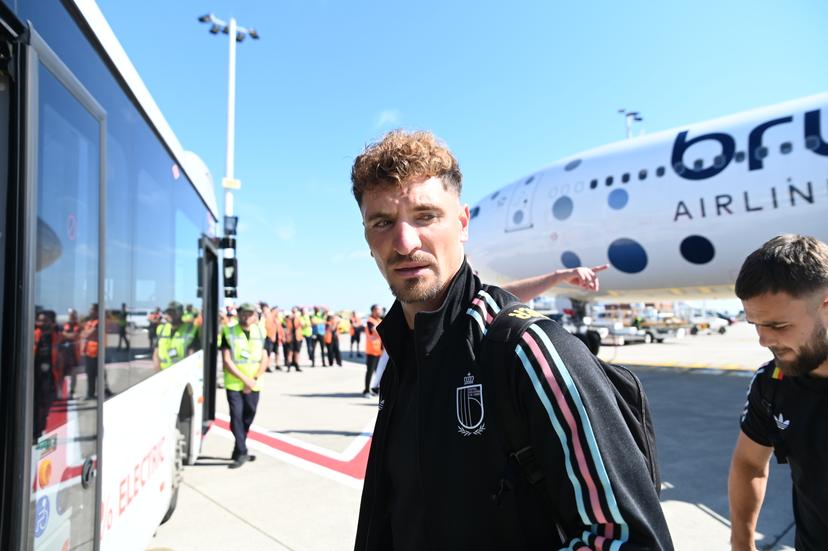 Belgium's Thomas Meunier pictured at the arrival of Belgian national soccer team the Red Devils at Brussels Airport in Zaventem on Sunday 12 July 2026. The Red Devils are home after a defeat in 1/8 Finals against Spain at the FIFA World Cup 2026, in the United States, Canada and Mexico. BELGA PHOTO EMILE WINDAL