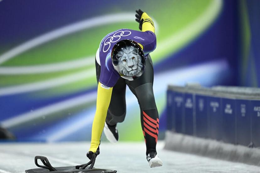 Kim Meylemans of Belgium leaves the start line as she competes in the Women's Skeleton Heat 1 on day seven of the Milano Cortina 2026 Winter Olympic Games at Cortina Sliding Centre, Cortina d'Aprezzo, Ital, February 13, 2026. (Photo by Anthony Behar/Sipa USA) BELGIUM ONLY