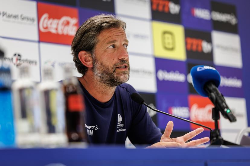 Gent's head coach Rik De Mil pictured during a press conference of Belgian KAA Gent, Wednesday 29 July 2026 in Gent, in preparations of the second leg of the second qualifying round for the UEFA Conference League against Ukrainian LNZ Cherkasy. BELGA PHOTO KURT DESPLENTER