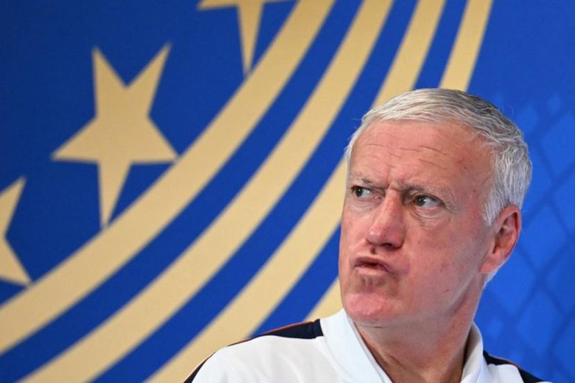 France's head coach Didier Deschamps gives a MD-1 press conference on the eve of the 2026 World Cup football tournament third-place match between France and England at the Miami Stadium in Miami on July 17, 2026.   CHANDAN KHANNA / AFP