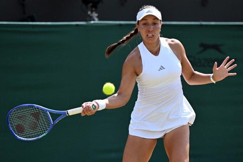 US player Jessica Pegula returns to Spain's Jessica Bouzas Maneiro during their women's singles third round tennis match on the fifth day of the 2026 Wimbledon Championships at The All England Lawn Tennis and Croquet Club in Wimbledon, southwest London, on July 3, 2026.  Kirill KUDRYAVTSEV / AFP