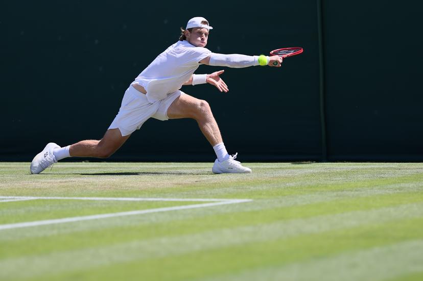 Belgian Zizou Bergs pictured in action during a second round game between Belgian Bergs and Portuguese Faria in the Men's singles at the Wimbledon grand slam tennis tournament in London, Britain, Thursday 02 July 2026.  BELGA PHOTO BENOIT DOPPAGNE