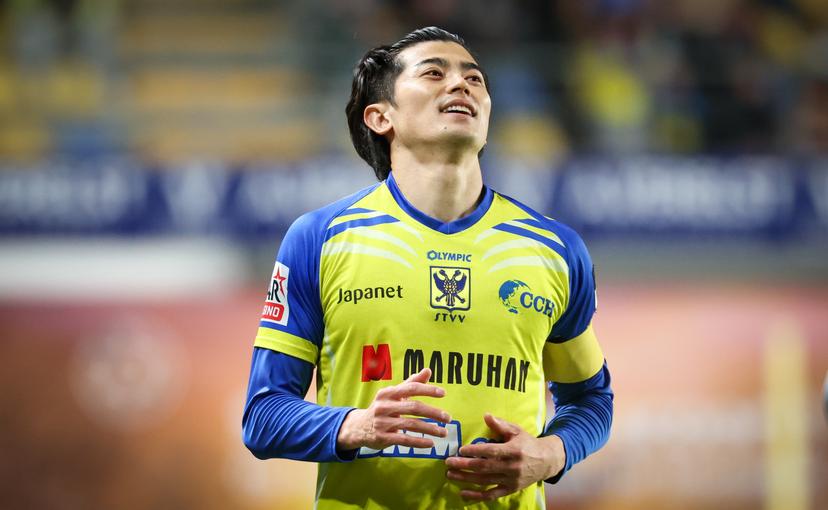 STVV's Shogo Taniguchi looks dejected during a soccer match between Sint-Truiden VV and RSC Anderlecht, Thursday 23 April 2026 in Sint-Truiden, on the fourth day of the Champion's Play-offs of the 2025-2026 'Jupiler Pro League' first division of the Belgian championship. BELGA PHOTO VIRGINIE LEFOUR
