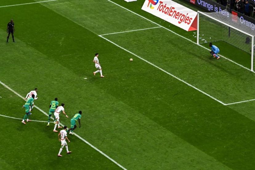 Morocco's forward #10 Brahim Diaz kicks the ball to miss a penalty during the Africa Cup of Nations (CAN) final football match between Senegal and Morocco at the Prince Moulay Abdellah Stadium in Rabat on January 18, 2026.  Paul ELLIS / AFP