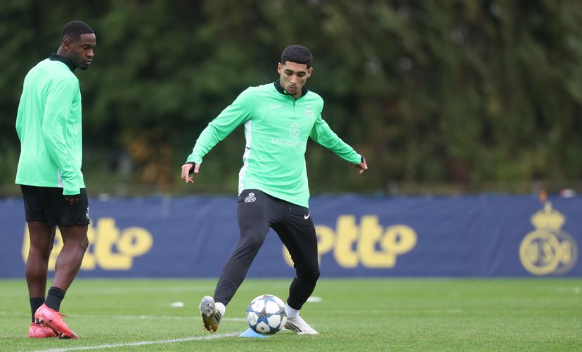 Union's Anan Khalaili pictured in action during a training session of Belgian soccer team Royale Union Saint-Gilloise in Zaventem, on Monday 20 October 2025. The team prepares for tomorrow's match against Italian team Internazionale Milano, on the third day of the League phase of the UEFA Champions League tournament. BELGA PHOTO VIRGINIE LEFOUR