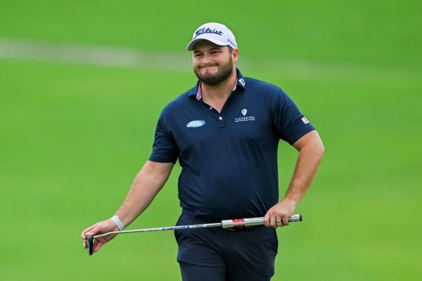 South Africa's Zander Lombard reacts during the second round of China Open Golf tournament in Shenzhen, in southern China's Guangdong province on May 3, 2024.  AFP