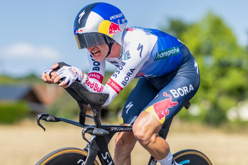 German Florian Lipowitz of Red Bull-BORA-hansgrohe pictured in action during the stage 16 of the 2026 Tour de France cycling race, an individual Time Trial stage of 26km from Evian-les-Bains to Thonon-les-Bains, on Tuesday 21 July 2026. The 113th edition of the Tour de France starts on Saturday 4 July in Barcelona, Spain, and will finish in Paris, France on the 26th of July. BELGA PHOTO DAVID PINTENS