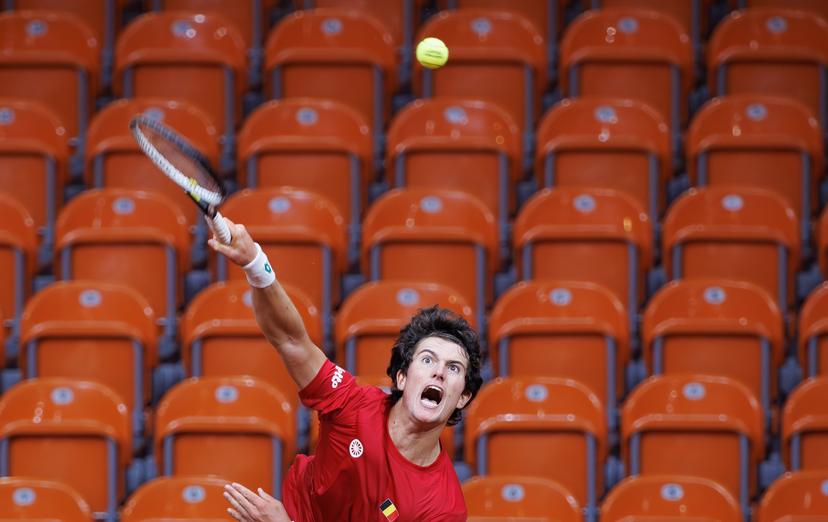 Belgian Gilles-Arnaud Baillya pictured during a training session of the Belgian team, Friday 06 February 2026, in Plovdiv, Bulgaria. Belgium will compete this weekend in the Davis Cup qualifiers against Bulgaria. BELGA PHOTO BENOIT DOPPAGNE