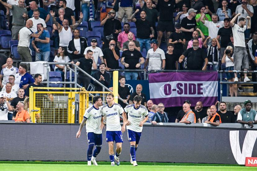 Anderlecht's Danylo Sikan celebrates after scoring during a soccer game between Belgian RSC Anderlecht and Swedish Hammarby IF, Thursday 30 July 2026 in Brussels, the return leg of the second qualifying round for the UEFA Europa League. The first leg ended in a 1-1 draw. BELGA PHOTO TOM GOYVAERTS