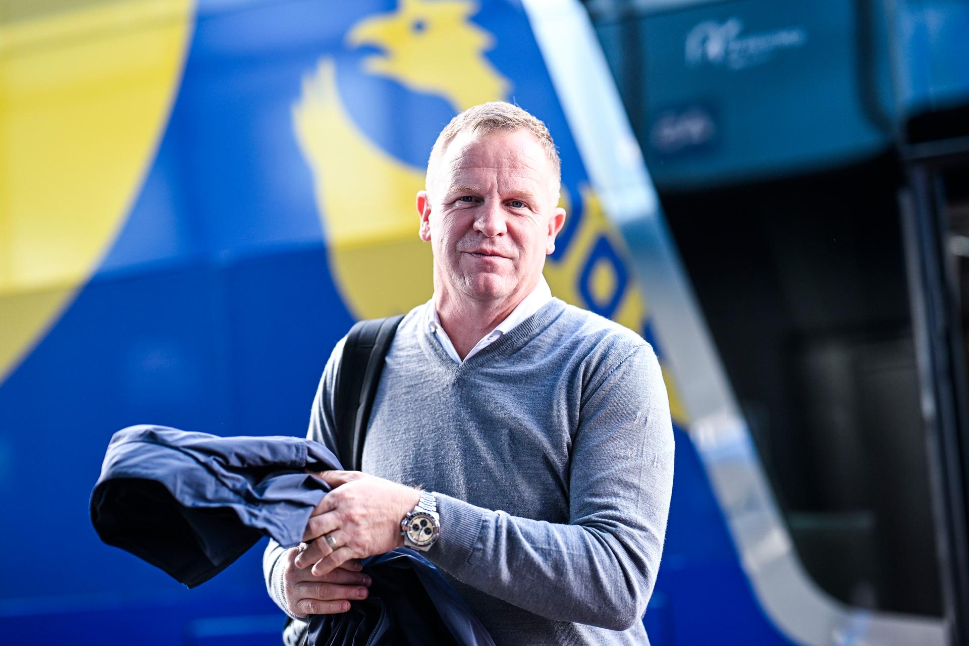 STVV's head coach Wouter Vrancken arrives for a soccer match between KAA Gent and Sint-Truidense V.V., Sunday 19 April 2026 in Gent, on the third day of the Champion's Play-offs (PO1) of the 2025-2026 'Jupiler Pro League' first division of the Belgian championship. BELGA PHOTO TOM GOYVAERTS