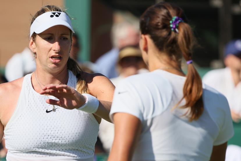 Belgian Magali Kempen pictured during a first round game between Belgian-/ pair Kempen-Panova and US-Polish pair Jovic-Linette in the Women's doubles at the Wimbledon grand slam tennis tournament in London, Britain, Thursday 02 July 2026.  BELGA PHOTO BENOIT DOPPAGNE