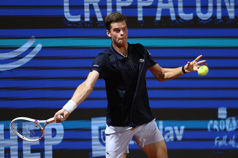 Alexander Blockx of Belgium competes during the first round match against Titouan Droguet of France at the ATP Croatia Open Umag at Stadium "Goran Ivanisevic" on July 14, 2026. in Umag, Croatia. Photo: Srecko Niketic/PIXSELL BELGIUM ONLY