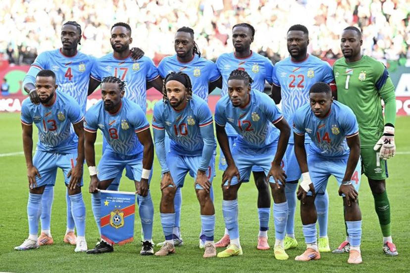 Democratic Republic of Congo's team poses during the Africa Cup of Nations (CAN) round of 16 football match between Algeria and Democratic Republic of Congo at the Prince Moulay El Hassan Stadium in Rabat on January 6, 2026.   Gabriel BOUYS / AFP