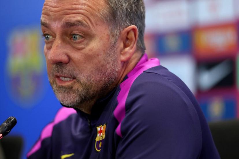 Barcelona's German coach Hans-Dieter Flick gives a press conference on the eve of the Spanish league football match between FC Barcelona and Real Madrid CF at Camp Nou Stadium in Barcelona on May 9, 2026.  Lluis GENE / AFP
