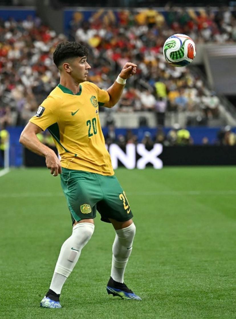 Australia's forward #20 Cristian Volpato controls the ball during the 2026 World Cup round of 32 football match between Australia and Egypt at the Dallas Stadium in Arlington on July 3, 2026.   Paul ELLIS / AFP