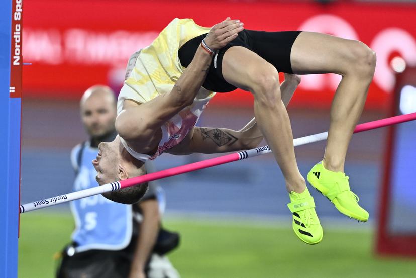 Belgian Thomas Carmoy pictured in action during the finals of the high jump event, on the fifth day of the European Athletics Championships (August 10-18) in Birmingham, United Kingdom, on Friday 14 August 2026. BELGA PHOTO ERIC LALMAND