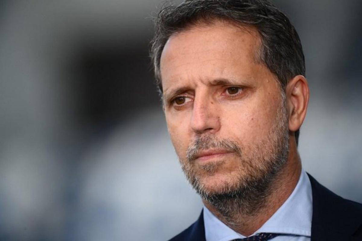 Juventus FC technical coordinator Fabio Paratici attends the Italian Serie A football match Sassuolo vs Juventus on May 12, 2021 at the Mapei-Citta del Tricolore stadium in Reggio Emilia.   Marco BERTORELLO / AFP