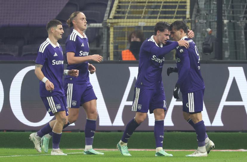 Anderlecht's Mihajlo Cvetkovic celebrates after scoring during a soccer match between RSC Anderlecht and KVC Westerlo, Saturday 31 October 2026 in Brussels, on day 10 of the 2026-2027 'Jupiler Pro League' first division of the Belgian championship.  BELGA PHOTO VIRGINIE LEFOUR