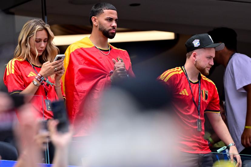 AJay Mitchell pictured during a soccer game between Belgian national team Red Devils and Iran, on Sunday 21 June 2026, at the SoFi stadium in Los Angeles, the second game in the group stage of the FIFA World Cup 2026 in the United States of America. The Diables Rouges - Rode Duivels were drawn into Group G. BELGA PHOTO DIRK WAEM