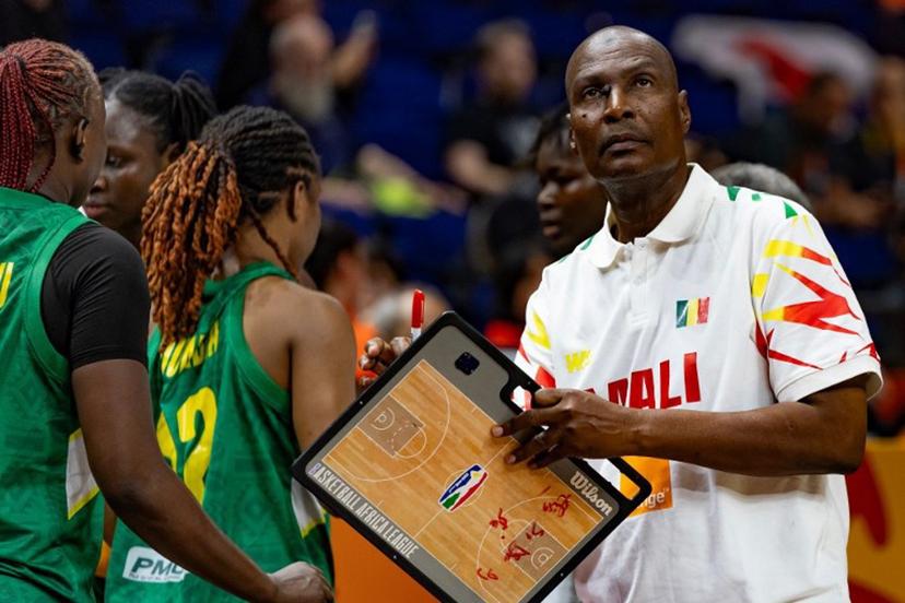 Mali's head coach Oumarou Sidiya is pictured during the 2026 FIBA Women's Basketball World Cup Group A match between Japan and Mali at the Berlin Arena in Berlin on September 4, 2026.  Odd ANDERSEN / AFP