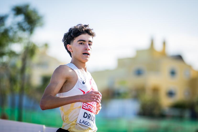 Belgian Ilyes Druez pictured in action during the Men U20 race at the 2025 SPAR European Cross Country Championships, in Lagoa, Portugal, Sunday 14 December 2025. BELGA PHOTO JASPER JACOBS