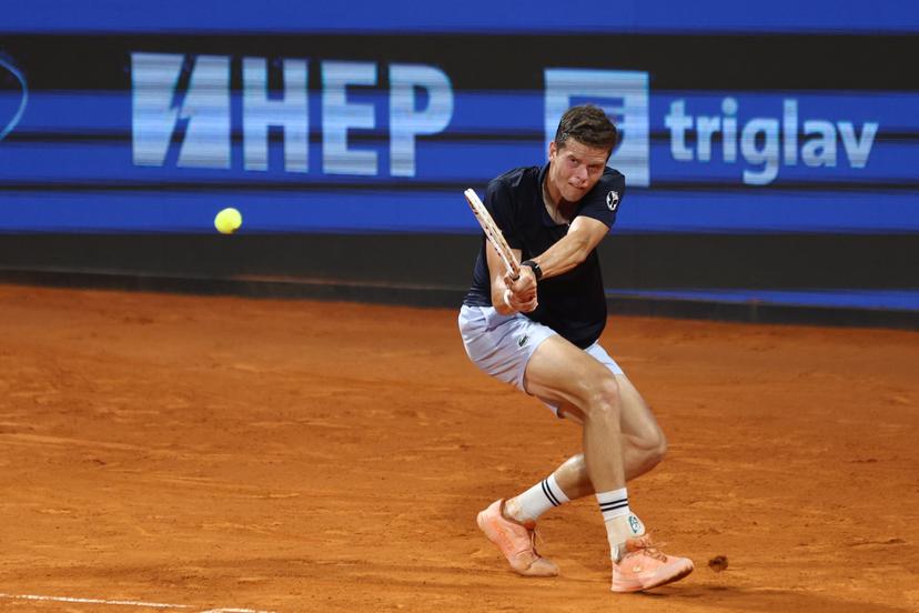 Alexander Blockx of Belgium competes during the first round match against Titouan Droguet of France at the ATP Croatia Open Umag at Stadium "Goran Ivanisevic" on July 14, 2026. in Umag, Croatia. Photo: Srecko Niketic/PIXSELL BELGIUM ONLY