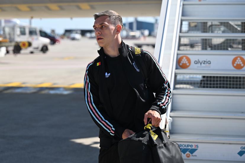 Belgium's Leandro Trossard pictured at the arrival of Belgian national soccer team the Red Devils at Brussels Airport in Zaventem on Sunday 12 July 2026. The Red Devils are home after a defeat in 1/8 Finals against Spain at the FIFA World Cup 2026, in the United States, Canada and Mexico. BELGA PHOTO EMILE WINDAL