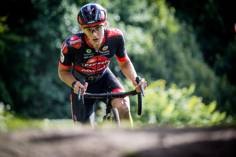 Italian Lorenzo Masciarelli pictured in action during the men's elite race of the 'Berencross Meulebeke' cyclocross cycling event, race 3/8 in the 'Exact Cross' competition, Saturday 01 October 2022 in Meulebeke. BELGA PHOTO JASPER JACOBS