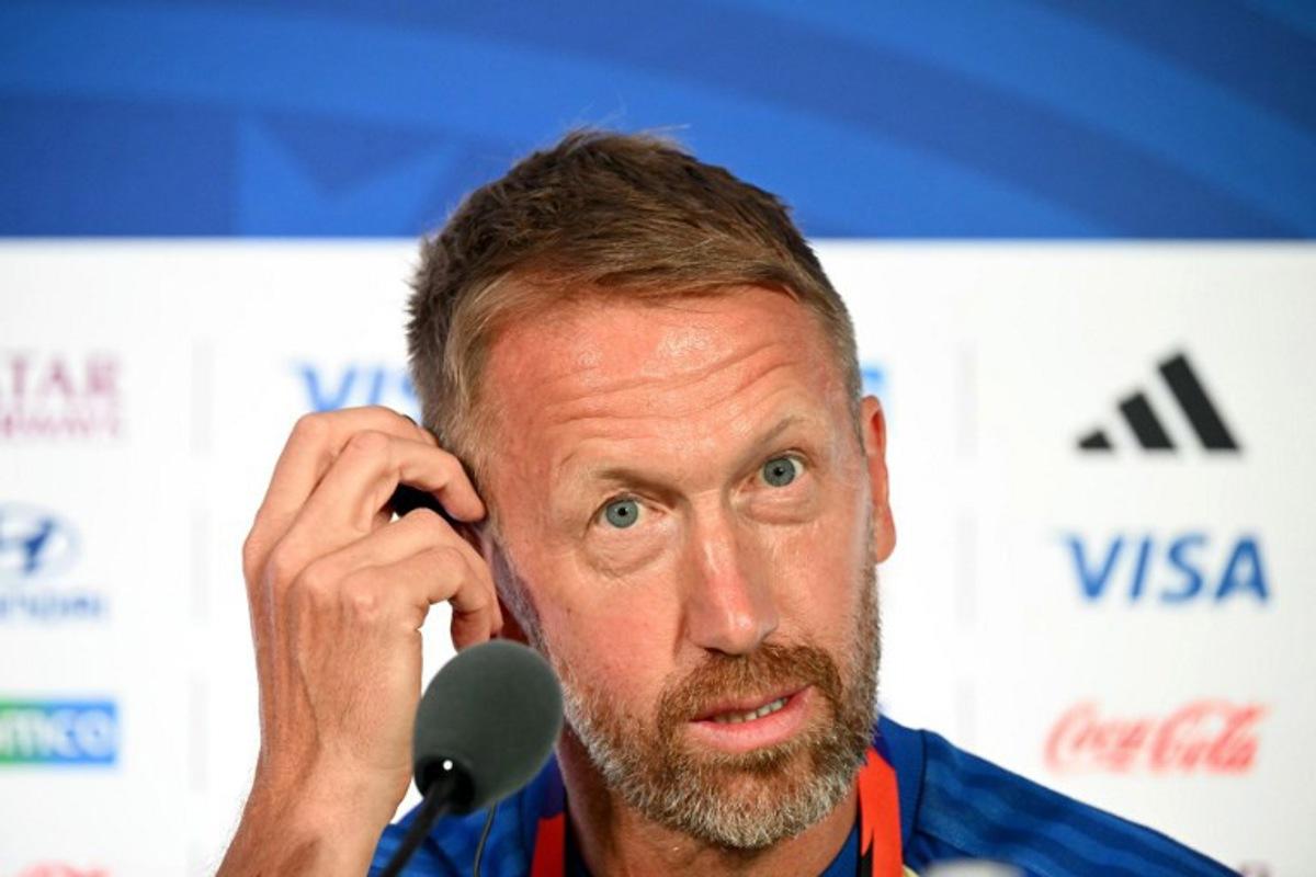 Sweden's English head coach Graham Potter gives an MD-1 press conference at the Houston Stadium in Houston on June 19, 2026, on the eve of the 2026 World Cup Group F football match between the Netherlands and Sweden. RONALDO SCHEMIDT / AFP