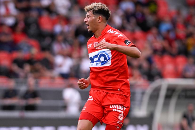 Kortrijk's Amine Benchaib looks dejected during a soccer match between RFC Seraing and KV Kortrijk, Sunday 31 July 2022 in Seraing, on day 2 of the 2022-2023 'Jupiler Pro League' first division of the Belgian championship. BELGA PHOTO LAURIE DIEFFEMBACQ