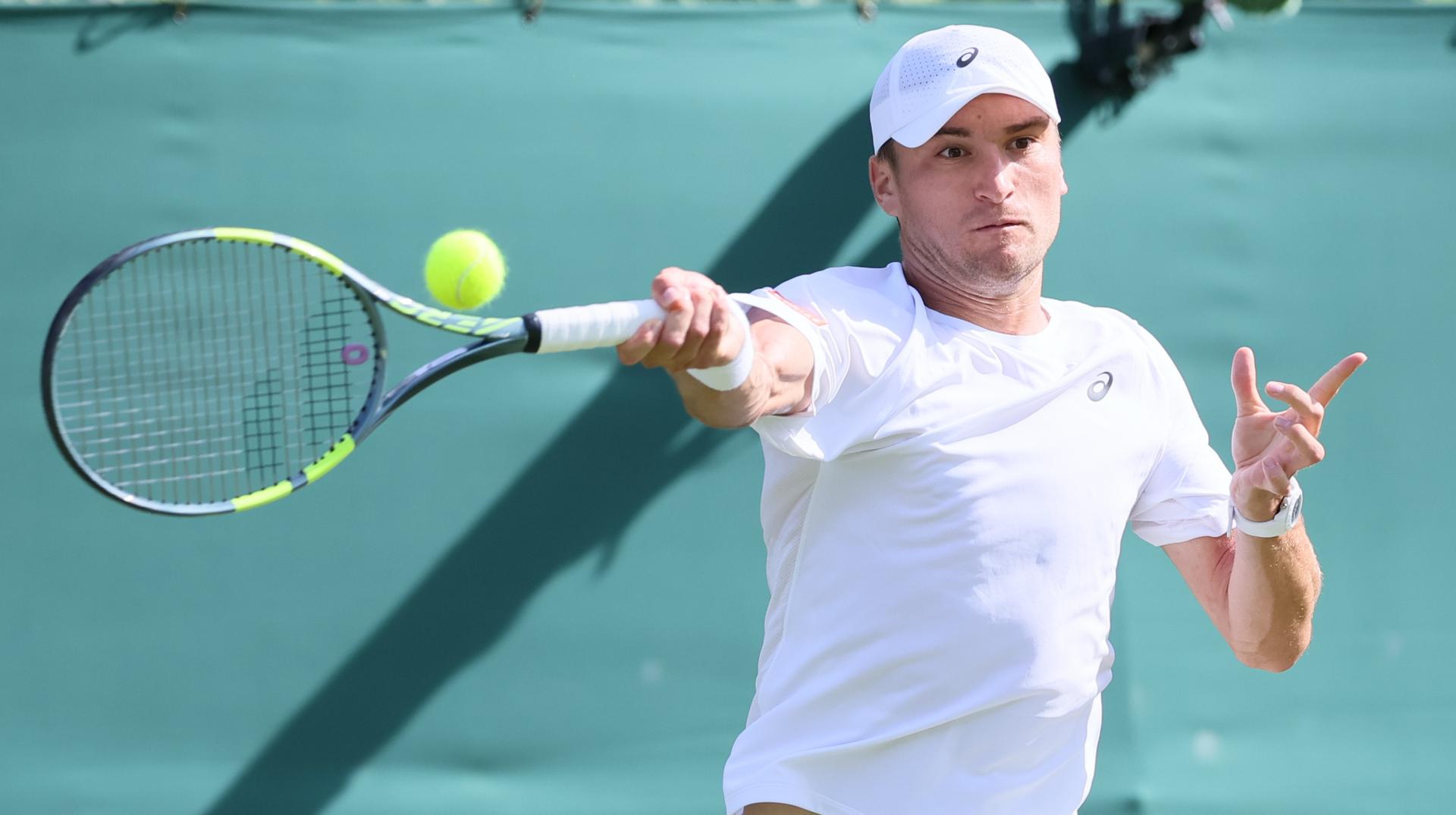 Belgian Raphael Collignon pictured in action during a first round game between Belgian Collignon and French Fils in the Men's singles at the Wimbledon grand slam tennis tournament in London, Britain, Tuesday 30 June 2026.  BELGA PHOTO BENOIT DOPPAGNE