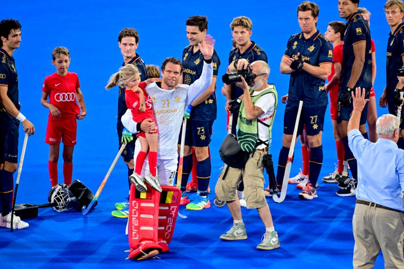 Belgium's goalkeeper Vincent Vanasch is honoured for is 300th cap ahead of  a hockey game between Belgian Lions and Germany, the second (out of three) matches during the group stage of the men's 2026 Hockey World Cup, Monday 17 August 2026 in Wavre. The 2026 edition of the Hockey World Cup takes place in Belgium and The Netherlands from August 15 to August 30. BELGA PHOTO DIRK WAEM