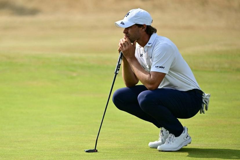 Belgium's Thomas Detry lines up a putt on the 18th green on day two of the 154th Open Golf championship at Royal Birkdale Golf Club near Southport in north-west England on July 17, 2026.  Ben STANSALL / AFP