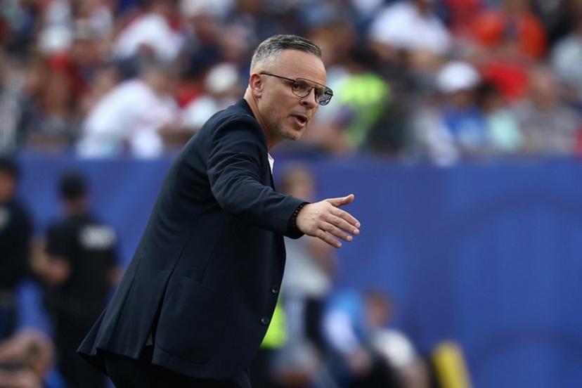 Morocco's head coach Mohamed Ouahbi gestures during the 2026 World Cup football tournament quarter-final match between France and Morocco at Boston Stadium in Foxborough on July 9, 2026.   CHARLY TRIBALLEAU / AFP