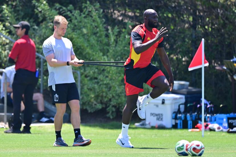 Belgium's Romelu Lukaku pictured during a training session of Belgian national soccer team Red Devils, on Thursday 09 July 2026 in Carson, Los Angeles County, California, USA. The Rode Duivels - Diables Rouges qualified for the knockout stage of the 2026 FIFA World Cup, where they'll meet Spain in the round of 8 on July 10th. BELGA PHOTO DIRK WAEM