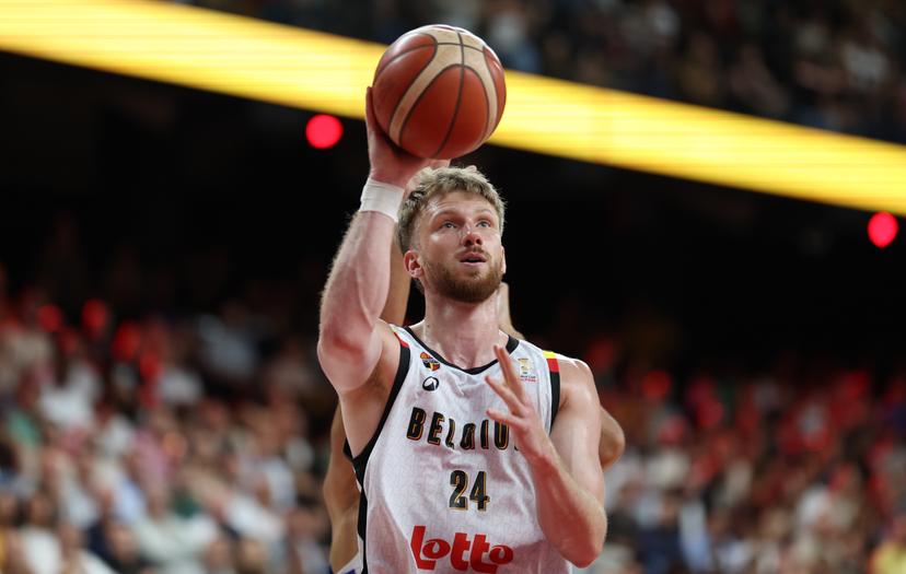Belgium's Andy van Vliet fights for the ball during a basketball match between Belgian national team Belgian Lions and France, Friday 03 July 2026 in Antwerp, qualifier 5/6 for the men's 2027 FIBA World Championships. BELGA PHOTO VIRGINIE LEFOUR