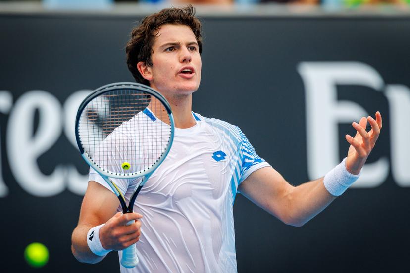 Belgium's Gilles-Arnaud Bailly pictured during a second round qualifying match against Spain's Roberto Carballes Baena at the Australian Open, Melbourne Park, Melbourne on January 14 2026.  BELGA PHOTO Patrick Hamilton/SIPA USA ---  BENELUX ONLY     ---