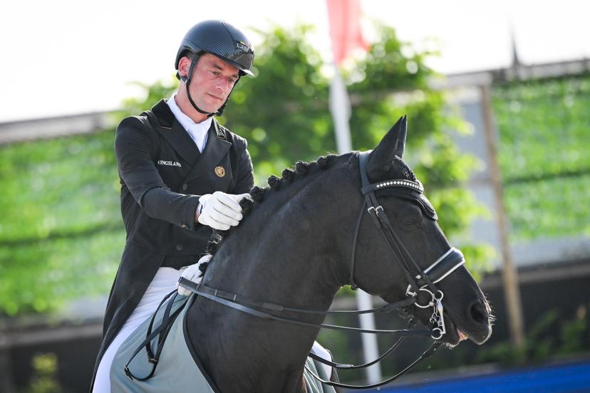 Belgian rider Justin Verboomen and his horse Zonik Plus pictured after the Dressage Nations Cup FEI CDIO4 equestrian event in Koningshooikt, Lier on Saturday 23 May 2026. BELGA PHOTO ELIAS ROM