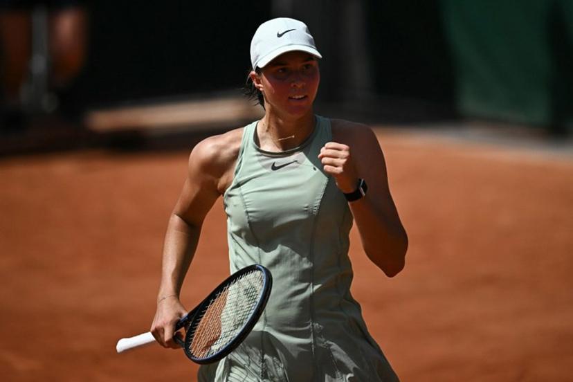 Austria's Lilli Tagger reacts to a point China's Wang Xinuy during their women's singles match on day 1 of the French Open tennis tournament at the Roland-Garros Complex in Paris on May 24, 2026.  JULIEN DE ROSA / AFP