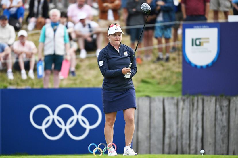 Belgian golfer Manon De Roey pictured in action during the first round of the Women's stroke play golf competition at the Paris 2024 Olympic Games, on Wednesday 07 August 2024 in Paris, France. The Games of the XXXIII Olympiad are taking place in Paris from 26 July to 11 August. The Belgian delegation counts 165 athletes competing in 21 sports. BELGA PHOTO ANTHONY BEHAR   **  ** *** BELGIUM ONLY ***