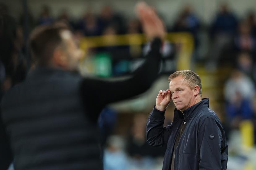 STVV's head coach Wouter Vrancken pictured during a game between Belgian soccer team Club Brugge KV and Sint-Truiden VV, Saturday 09 May 2026 in Brugge, onb the seventh day of the Champion's Play-Off (PO 1) competition of the Jupiler Pro League. BELGA PHOTO BRUNO FAHY