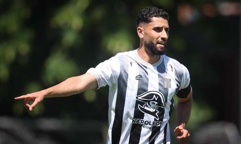 Charleroi's Aiham Ousou gestures during a friendly soccer game between Belgian first division team Sporting Charleroi and French second division team Stade de Reims on Saturday 11 July 2026 in Charleroi, in preparation of the upcoming 2026-2027 Belgian soccer season. BELGA PHOTO VIRGINIE LEFOUR