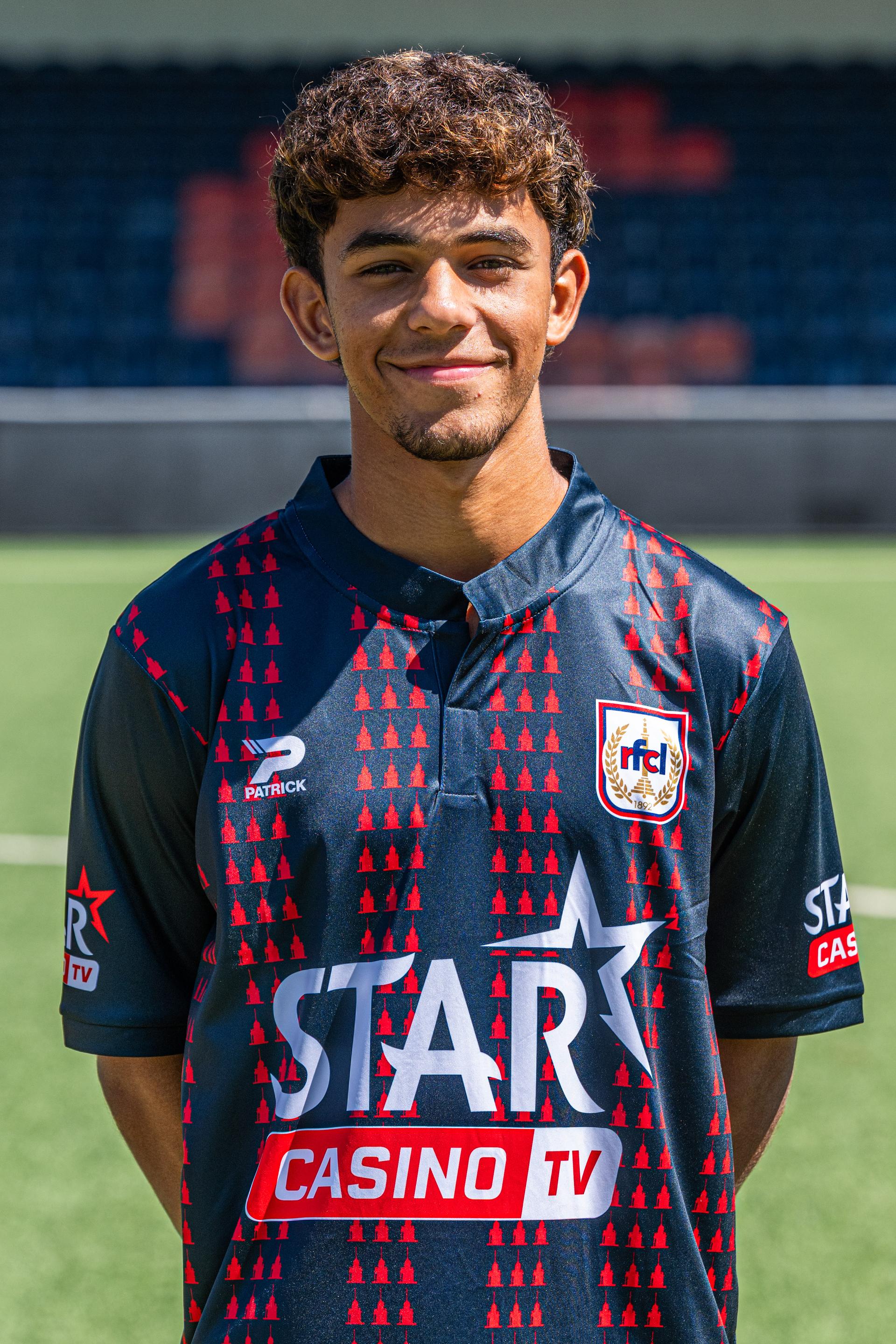 Liege's Adham Refai poses for the photographer at poses for a picture at the 2026-2027 season photoshoot of Belgian Challenger Pro League team RFC Liege, Tuesday 11 August 2026 in Liege.  BELGA PHOTO JILL DELSAUX