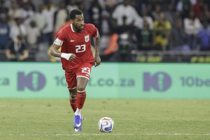 Panama's defender #23 Michael Amir Murillo controls the ball during the friendly international football match between South Africa and Panama at the Cape Town Stadium in Cape Town on March 31, 2026.  GIANLUIGI GUERCIA / AFP